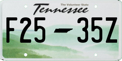 TN license plate F2535Z