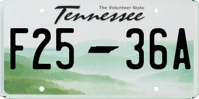 TN license plate F2536A