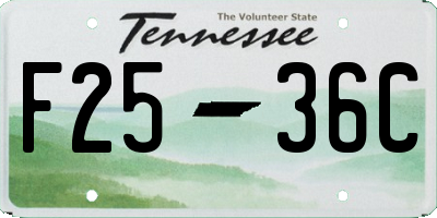TN license plate F2536C