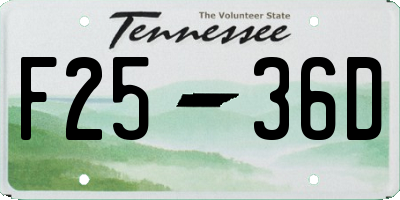 TN license plate F2536D