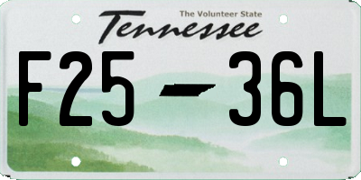 TN license plate F2536L