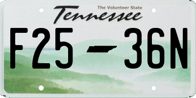TN license plate F2536N