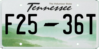 TN license plate F2536T