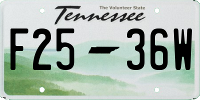 TN license plate F2536W