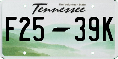 TN license plate F2539K