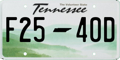 TN license plate F2540D
