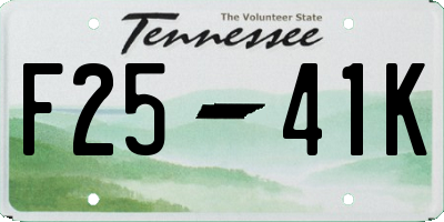 TN license plate F2541K