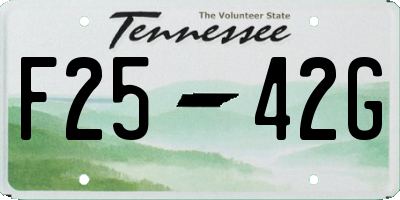 TN license plate F2542G