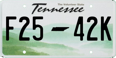 TN license plate F2542K