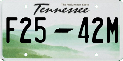 TN license plate F2542M