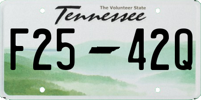 TN license plate F2542Q