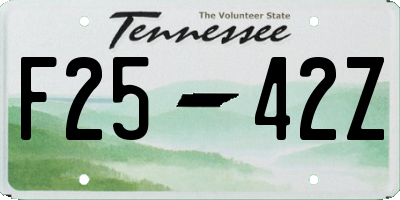 TN license plate F2542Z