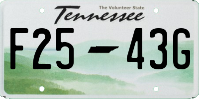 TN license plate F2543G