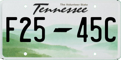TN license plate F2545C