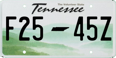 TN license plate F2545Z