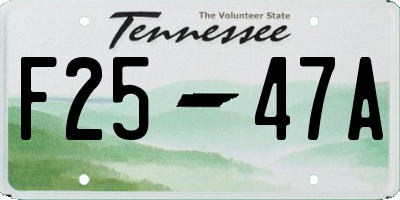 TN license plate F2547A