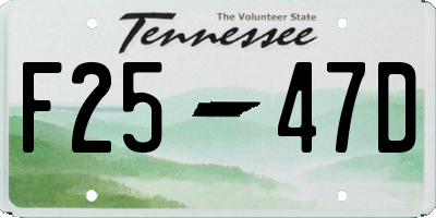 TN license plate F2547D