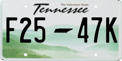 TN license plate F2547K