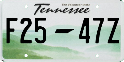 TN license plate F2547Z