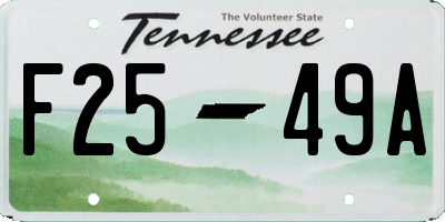 TN license plate F2549A