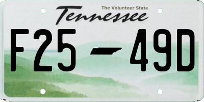 TN license plate F2549D