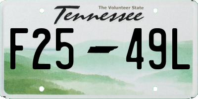 TN license plate F2549L