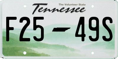 TN license plate F2549S