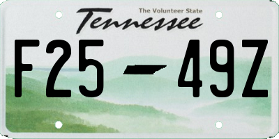 TN license plate F2549Z
