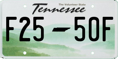TN license plate F2550F