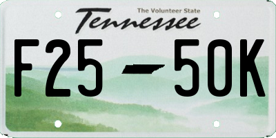 TN license plate F2550K