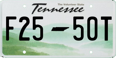 TN license plate F2550T