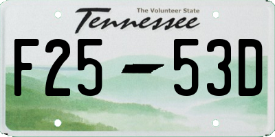 TN license plate F2553D