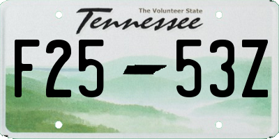 TN license plate F2553Z