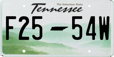 TN license plate F2554W