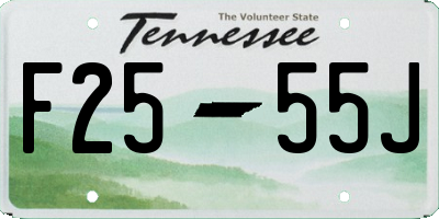 TN license plate F2555J