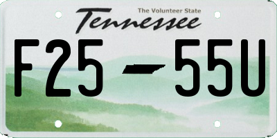 TN license plate F2555U