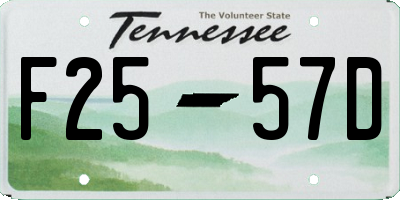 TN license plate F2557D