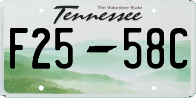 TN license plate F2558C