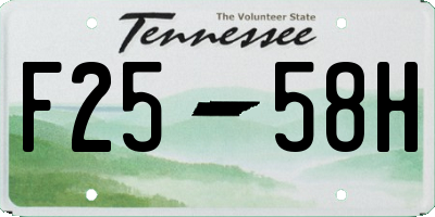 TN license plate F2558H