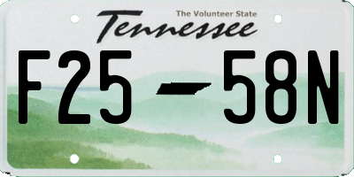TN license plate F2558N
