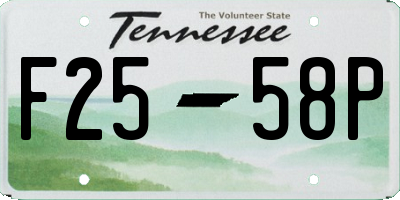 TN license plate F2558P