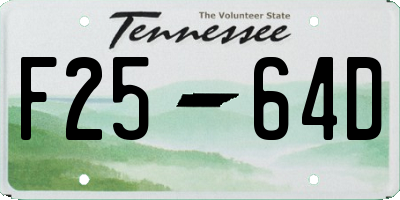 TN license plate F2564D