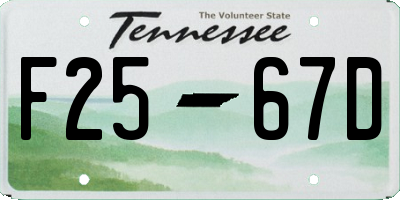 TN license plate F2567D