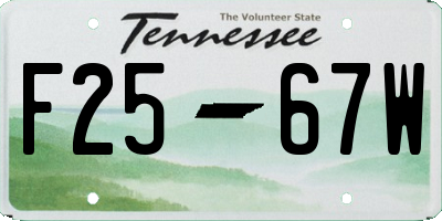 TN license plate F2567W