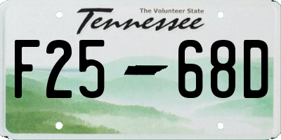 TN license plate F2568D