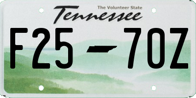 TN license plate F2570Z