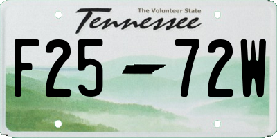 TN license plate F2572W