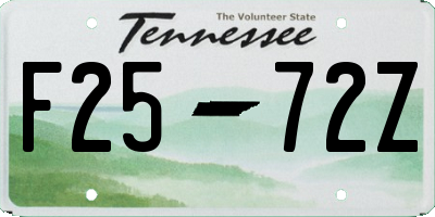 TN license plate F2572Z