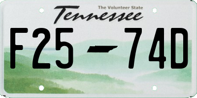 TN license plate F2574D