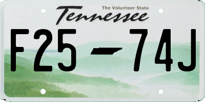 TN license plate F2574J